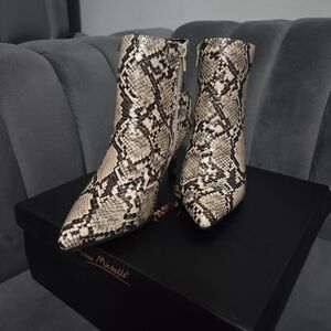 Anne Michelle Snake Print Ankle Boots